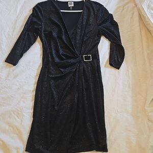 Anne Klein Shimmering Black Long Sleeve Dress